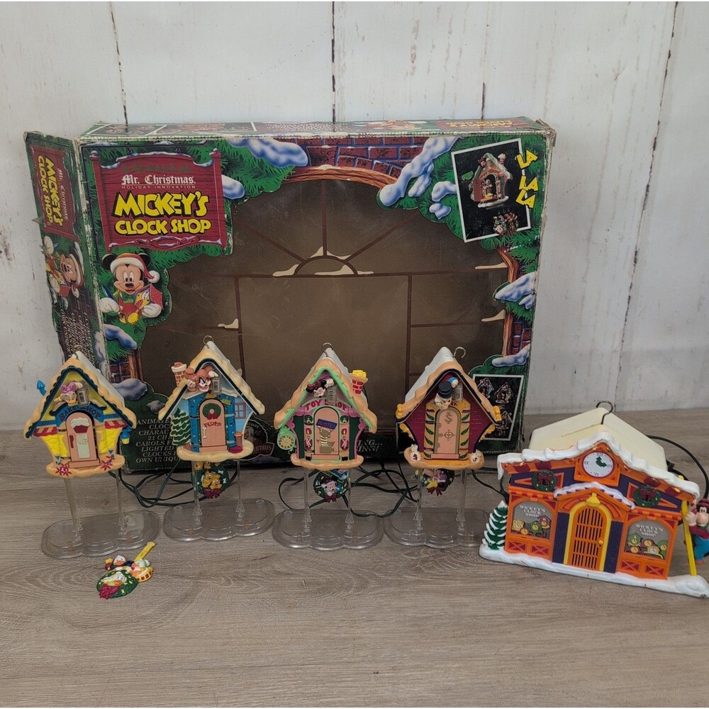 Vintage Mr. Christmas Mickeys Clock Shop 1993 Disney Songs Tested Disney